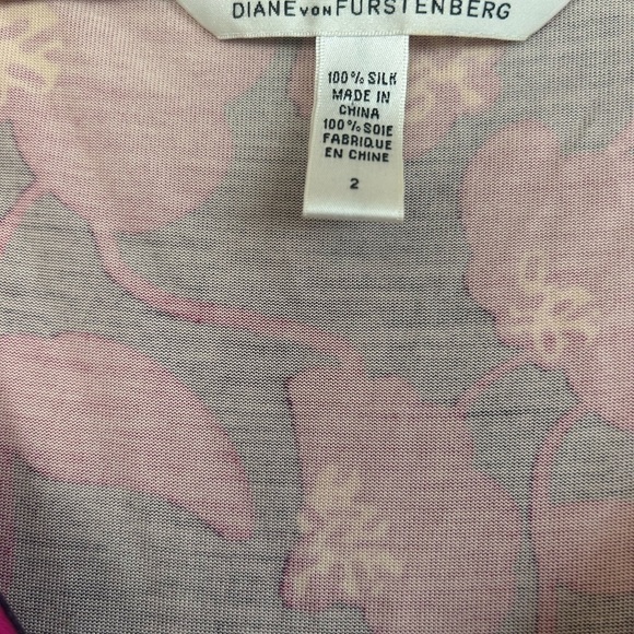 Diane Von Furstenberg 100% Silk Luxury Midi Fuschia Floral Sleeveless Dress Sz 2 - Picture 4 of 9